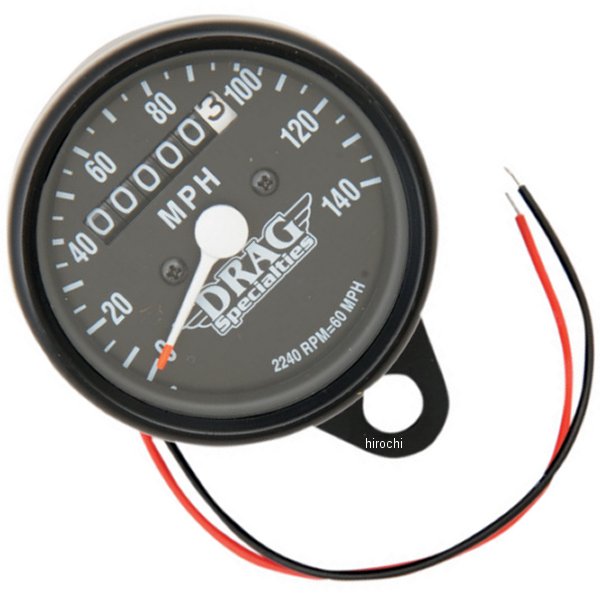 2210-0253 DRAG 機械式スピードメーター(140MPH) 2.37インチ(60mm) 2240:60 黒ボディー/黒