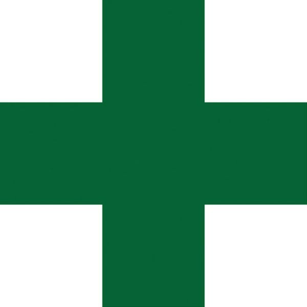 233132 113-8411 ヘルメット用ステッカー 緑十字マーク HL-132 120×120mm 5枚組 エンビ