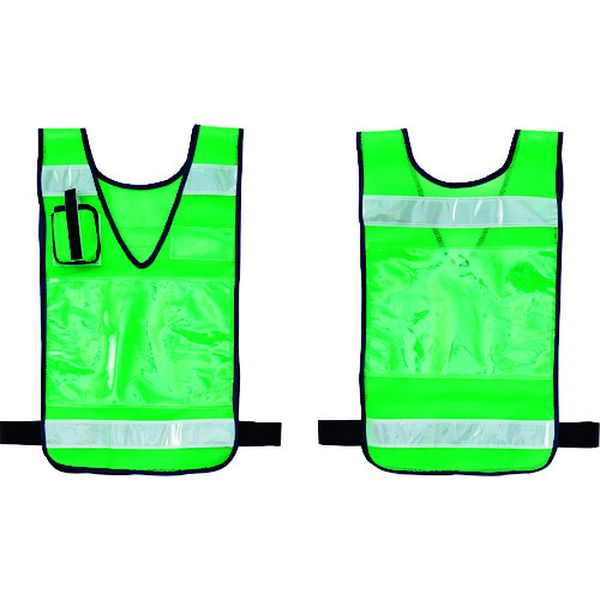 237221 差し込み式メッシュ安全ベスト 緑 MPZ-100G 600×360mm 反射材付 両面表示