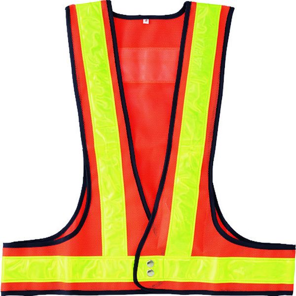 238091 LED安全ベスト 橙メッシュ地/赤LED/蛍光黄反射 LEDベスト-OY-R フリーサイズ