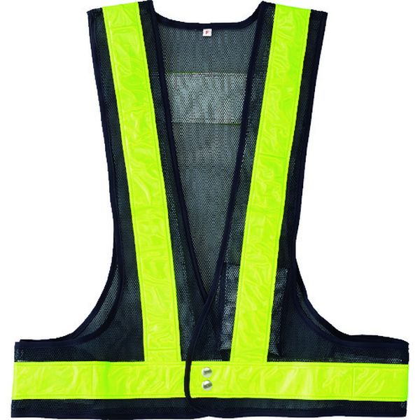 238092 LED安全ベスト 紺メッシュ地/赤LED/蛍光黄反射 LEDベスト-KY-R フリーサイズ