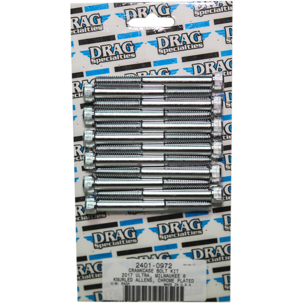2401-0972 DRAG ボルトキット クランクケース 17年以降 FLH クローム/ローレット