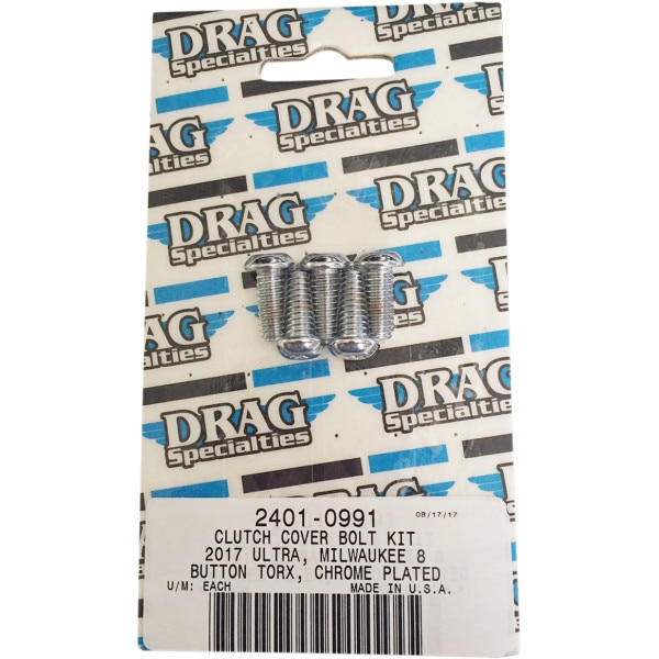 2401-0991 DRAG ボルトキット クラッチカバー（トルクスボタンヘッド）17年以降 M-Eight クローム/無地