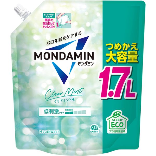 246813 712-7878 アース製薬(株) アース 洗口液 モンダミン クリアミント つめかえ大容量1.7L