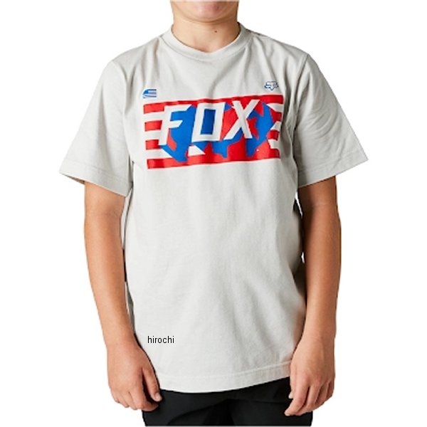 29202-097-YM フォックス FOX ユース ロート フラッグ Tシャツ ライトグレー YMサイズ
