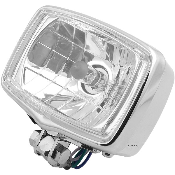 313110 NBS バイクパーツセンター ヘッドライト スクエアタイプ 4.5インチ H4バルブ メッキ