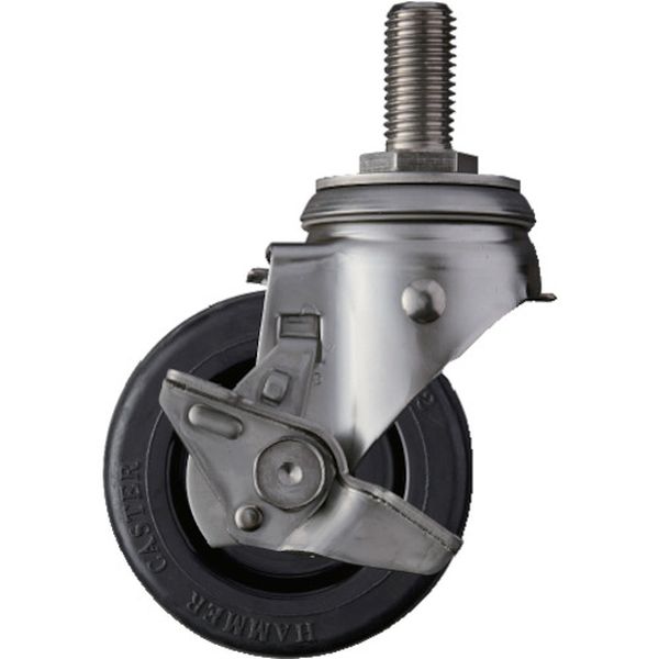 313SARU100 ハンマーキャスター(株) ハンマー SUS サイドSP付 ねじ込み ゴム車100mm