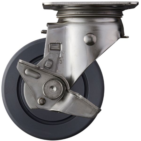 ステンレス製プレート式キャスター 自在(ストッパー付) 車輪径100mm MCナイロン Sシリーズ