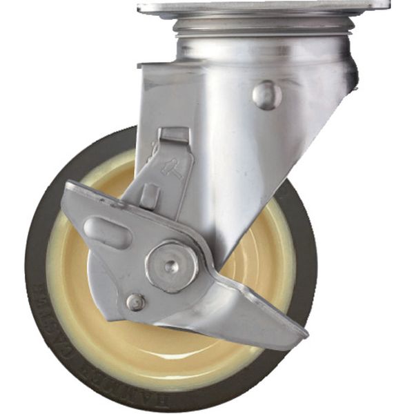 313SUB125 Sシリーズオールステンレス 旋回式ウレタン車輪(ローラーベアリング)125mm ストッパー付