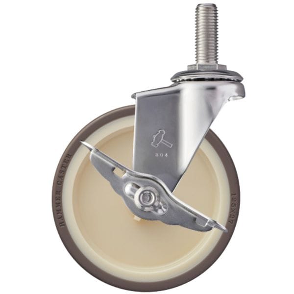 ステンレス製ねじ込み式キャスター 320EAシリーズ (ウレタン車・ステンレス金具) 自在ストッパー付 車輪径125mm
