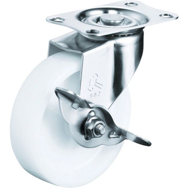 315EN75 367-0112 Eシリーズオールステンレス 旋回式ナイロン車輪 75mm ストッパー付