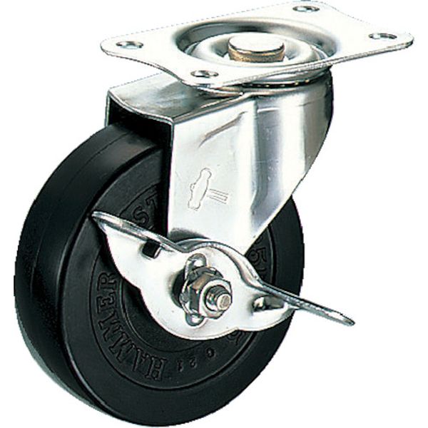 315ER125 125-1040 Eシリーズオールステンレス 旋回式ゴム車輪 125mm ストッパー付