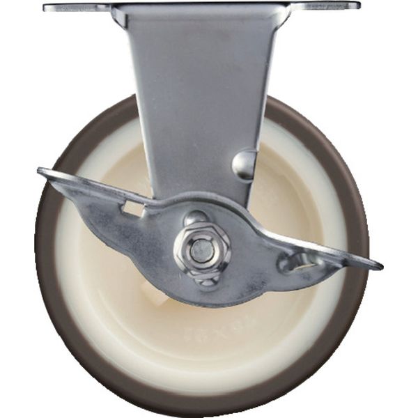 315ERUR75 Eシリーズオールステンレス 固定式ウレタン車輪(ナイロンホイール)75mm ストッパー付
