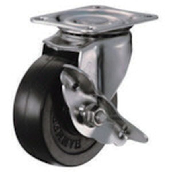 315SR75 ハンマーキャスター(株) ハンマー Sシリーズオールステンレス 旋回式ゴム車輪 75mm ストッパー付