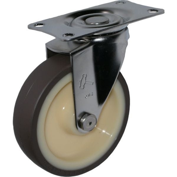 320EUB100 398-4516 Eシリーズオールステンレス 旋回式ウレタン車輪(ローラーベアリング)100mm