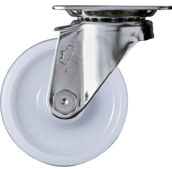 320SNRB75 814-2136 Sシリーズオールステンレス 旋回式ナイロン車輪(ローラーベアリング)75mm