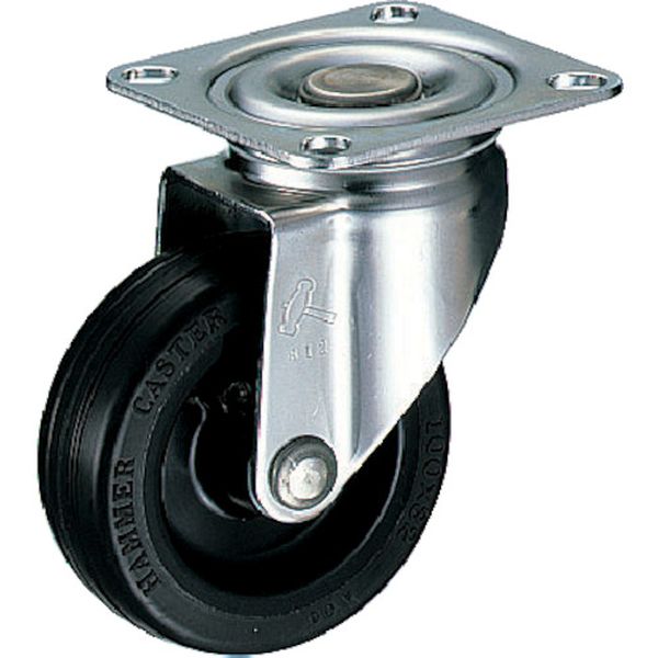 320SRU100 125-1279 Sシリーズオールステンレス 旋回式ゴム車輪(ナイロンホイール)100mm