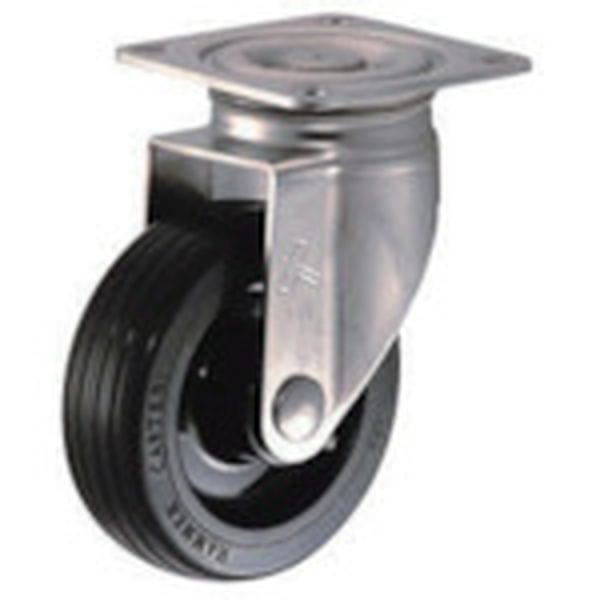 320SRU125 125-1287 Sシリーズオールステンレス 旋回式ゴム車輪(ナイロンホイール)125mm