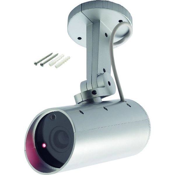 352071 (株)日本緑十字社 緑十字 ダミー防犯カメラ センサー式自動首振り機能付 防雨タイプ ダミーカメラ防雨型