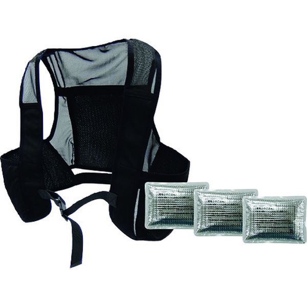 375647 (株)日本緑十字社 緑十字 熱中症予防対策用品 ピタッと冷却ベスト 標準パッケージ ブラック フリーサイズ