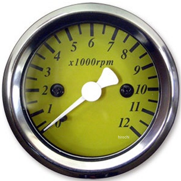 4100-5013 ガッツクローム 48mm タコメーター 黄 電気式 電球照明