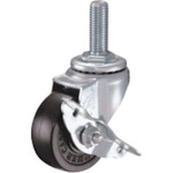 413SAR65 ハンマーキャスター(株) ハンマー ねじ込み式 旋回式ゴム車輪 65mm ストッパー付