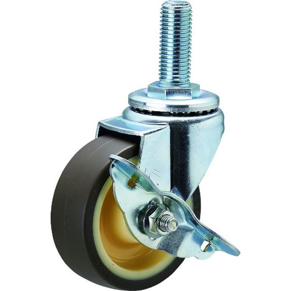 413SAUB75 367-0406 ねじ込み式 ストッパー付 ウレタンベアリング入りキャスター 75mm