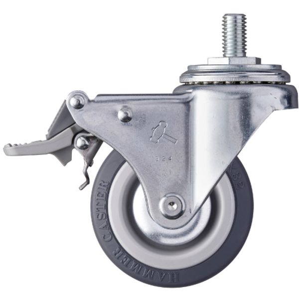 ねじ込み式キャスター 自在(トータルロック) 車輪径75mm ウレタン車輪(ナイロンホイール・ベアリング)