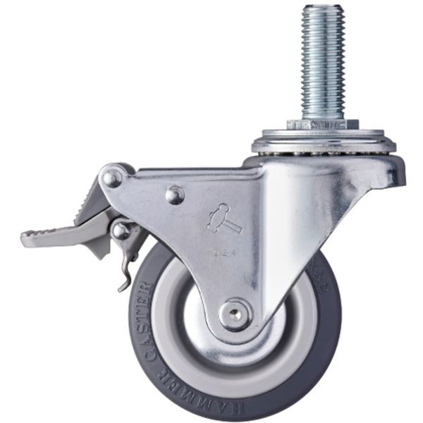 ねじ込み式キャスター ねじ込み式キャスター 自在(ストッパー付・トータルロック) 車輪径75mm ウレタン車輪