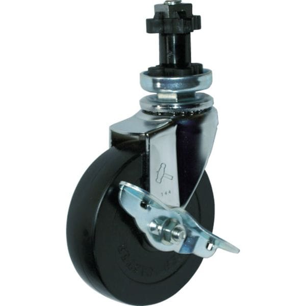 4152ENR125 398-4613 パイプ差込み旋回式ゴム車輪(スチールホイール)125mm φ38用 ストッパー付