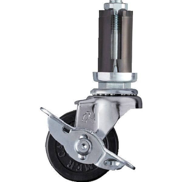 4153EUR50 814-2531 パイプ差込み旋回式ゴム車輪 50mm φ22~24用 ストッパー付