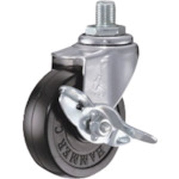 415A20R65 ハンマーキャスター(株) ハンマー ねじ込み旋回式ゴム車輪 65mm W3/8 ストッパー付