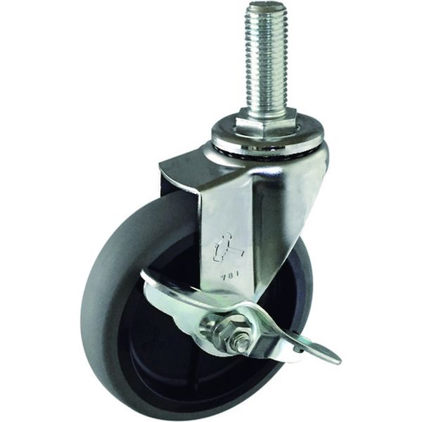 415EAL100 114-4484 ねじ込み旋回式エラストマー車輪(PPホイール)100mm ストッパー付