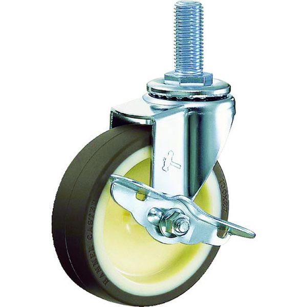415EAUR65 367-0660 ねじ込み旋回式ウレタン車輪(ナイロンホイール)65mm ストッパー付