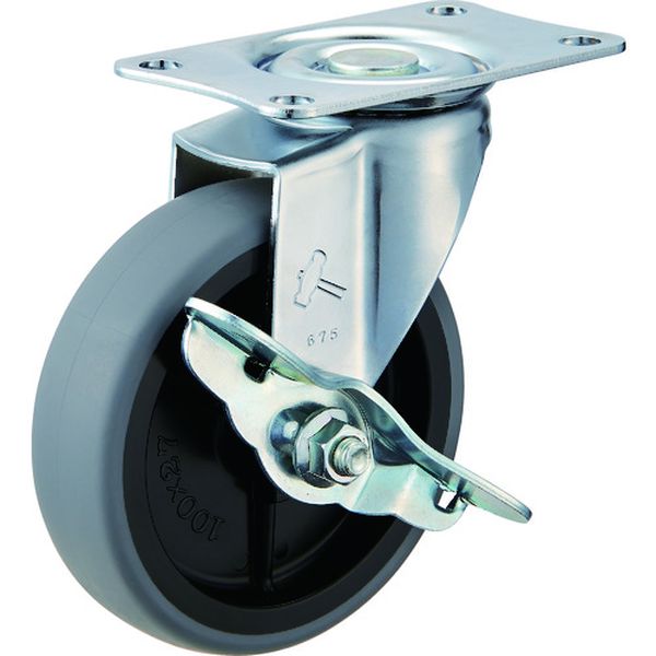 415EL100 856-9230 Eシリーズ旋回式エラストマー車輪(PPホイール)100mm ストッパー付