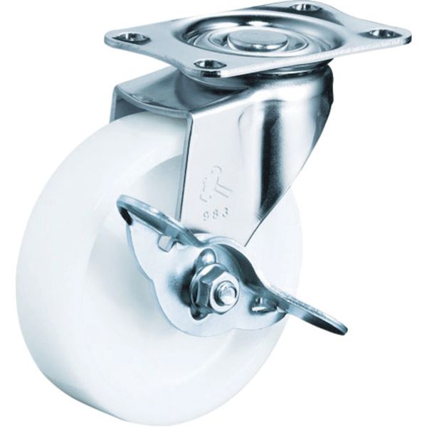 415EN100 ハンマーキャスター(株) ハンマー Eシリーズ旋回式ナイロン車輪 100mm ストッパー付