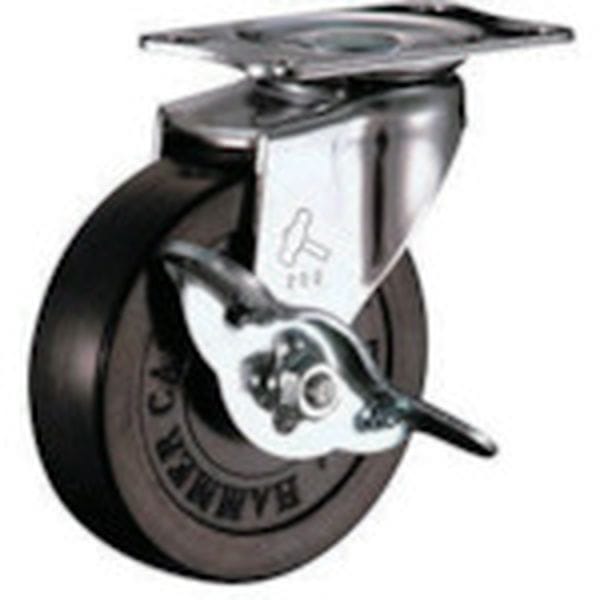 415ER75 125-3883 ハンマーキャスター(株) ハンマー Eシリーズ旋回式ゴム車輪 75mm ストッパー付