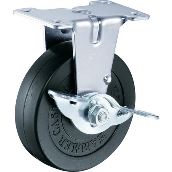 415ERR65 319-6020 ハンマーキャスター(株) ハンマー Eシリーズ固定式ゴム車輪 65mm ストッパー付