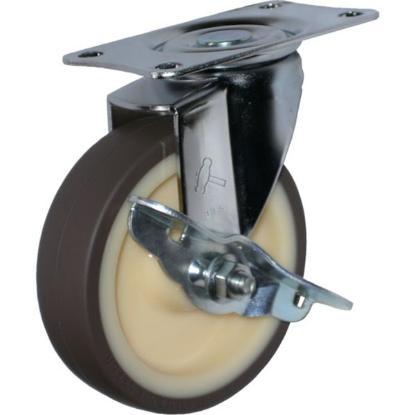 415EUB100 398-4681 Eシリーズ旋回式ウレタン車輪(ナイロンホイール・ベアリング)100mm SP付