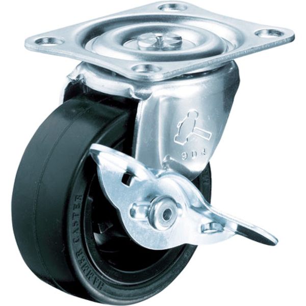 415GR75 221-8950 ハンマーキャスター(株) ハンマー Gシリーズ旋回式ゴム車輪 75mm ストッパー付