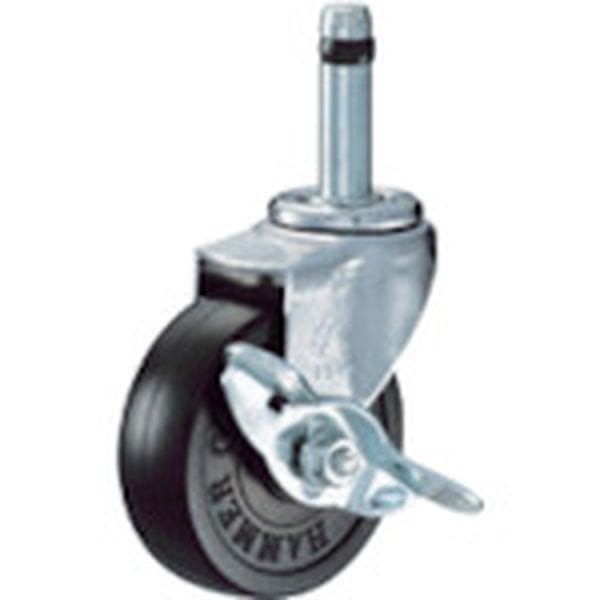 415KR65 398-4711 ハンマーキャスター(株) ハンマー 差込み旋回式ゴム車輪 65mm ストッパー付