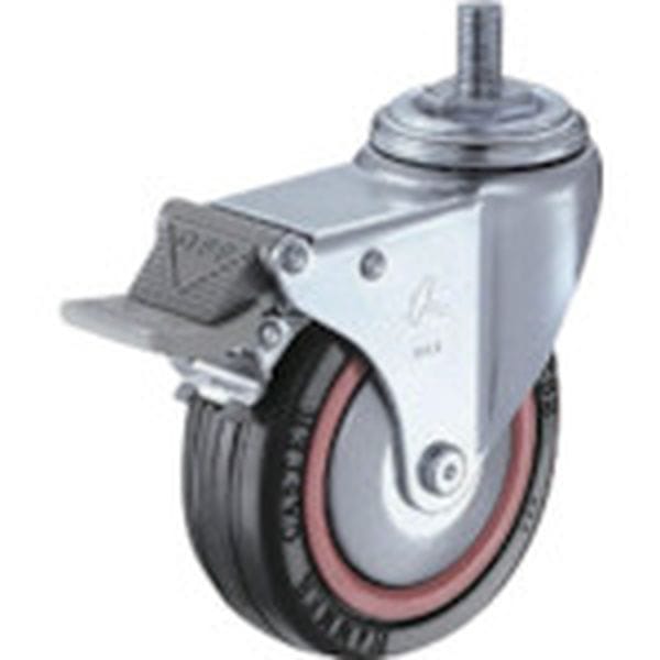 4150MARB100 ねじ込み旋回式ゴム車輪(ナイロンホイール・ボールベアリング)M12 100mm トータルロック