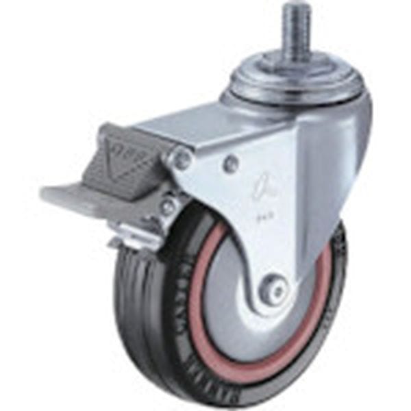 4150MARB75 ねじ込み旋回式ゴム車輪(ナイロンホイール・ボールベアリング)M12 75mm トータルロック