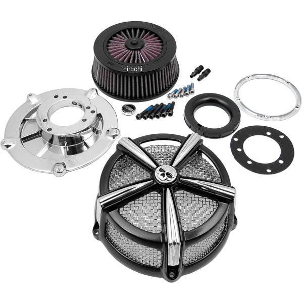 9514 クリアキン Kuryakyn エアクリーナー Mach2 Hi-Five 取り付けキット無し 黒/クローム
