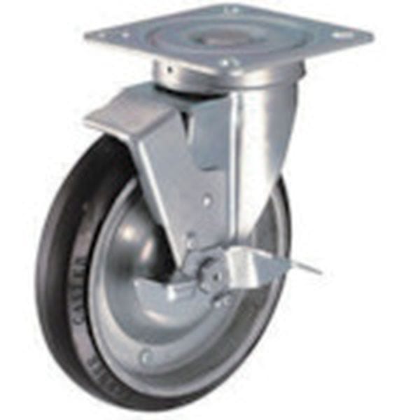 419SRB200 ハンマーキャスター(株) ハンマー 旋回式ゴム車輪(ローラーベアリング)200mm ストッパー付