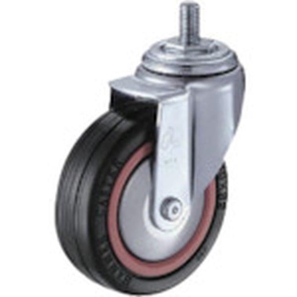 4201MARB100 814-3039 ねじ込み旋回式ゴム車輪(ナイロンホイール・ボールベアリング)100mm M16