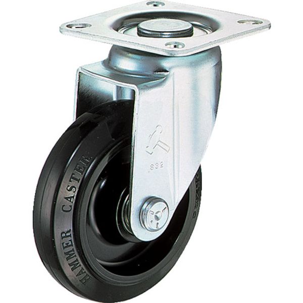 420BBSFR125 212-3452 静音旋回式ゴム車輪(ナイロンホイール・ラジアルボールベアリング)125mm