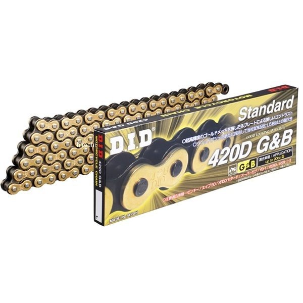 4525516346245 DID 大同工業 チェーン 420D スタンダード シリーズ ゴールド/黒 118L クリップ