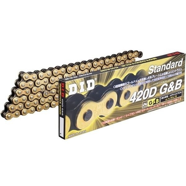4525516346078 DID 大同工業 チェーン 420D スタンダード シリーズ ゴールド/黒 84L クリップ