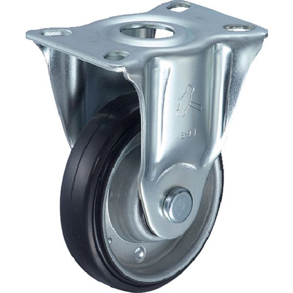 420SR1RB150 337-7879 プレート式キャスター 固定 車輪径150mm ゴム車輪(ボールベアリング)